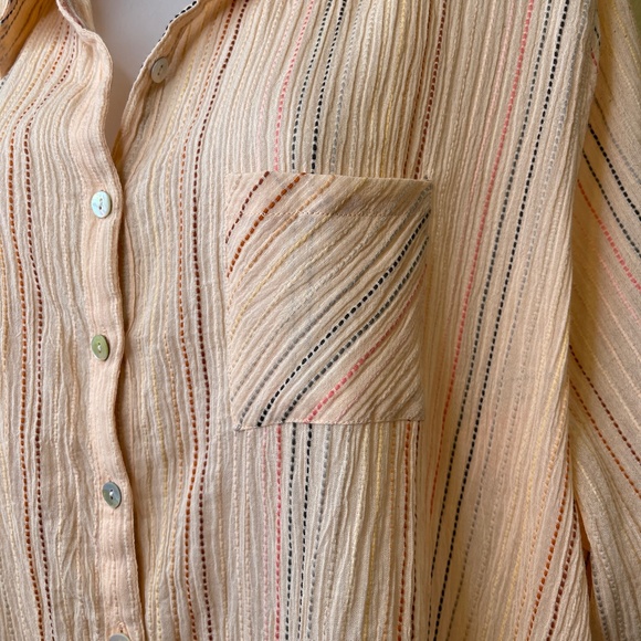 Chaser | Plus Size Shirting Button Down Embroidered Semi Sheer Lightweight Shirt - Picture 7 of 16